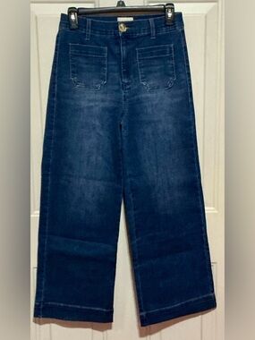 Angels Dark Blue Wide-Leg Jeans with Front Patch Pockets
